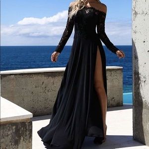 Abyss By Abby Liquid Gold Black Prom Dress